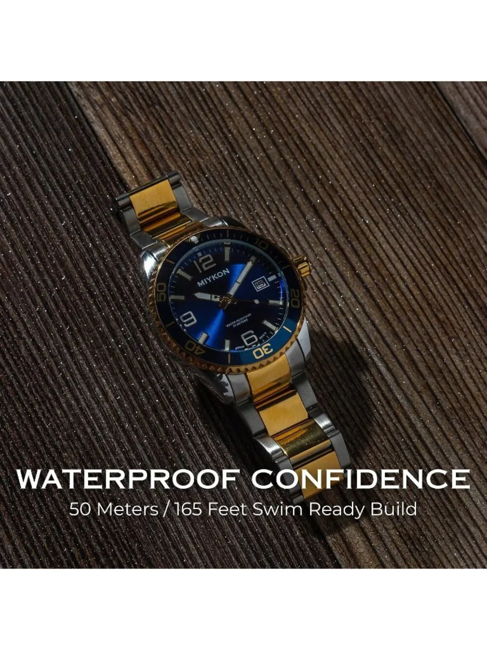 Men's Two Tone Stainless Steel Bracelet Blue Dial Quickset Date Quartz Watches